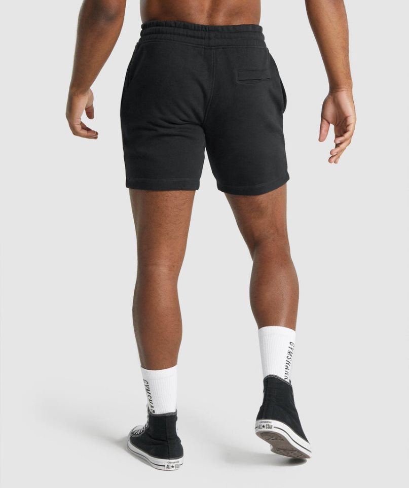 Men's Gymshark Crest Shorts Black | NZ 5JQDTE